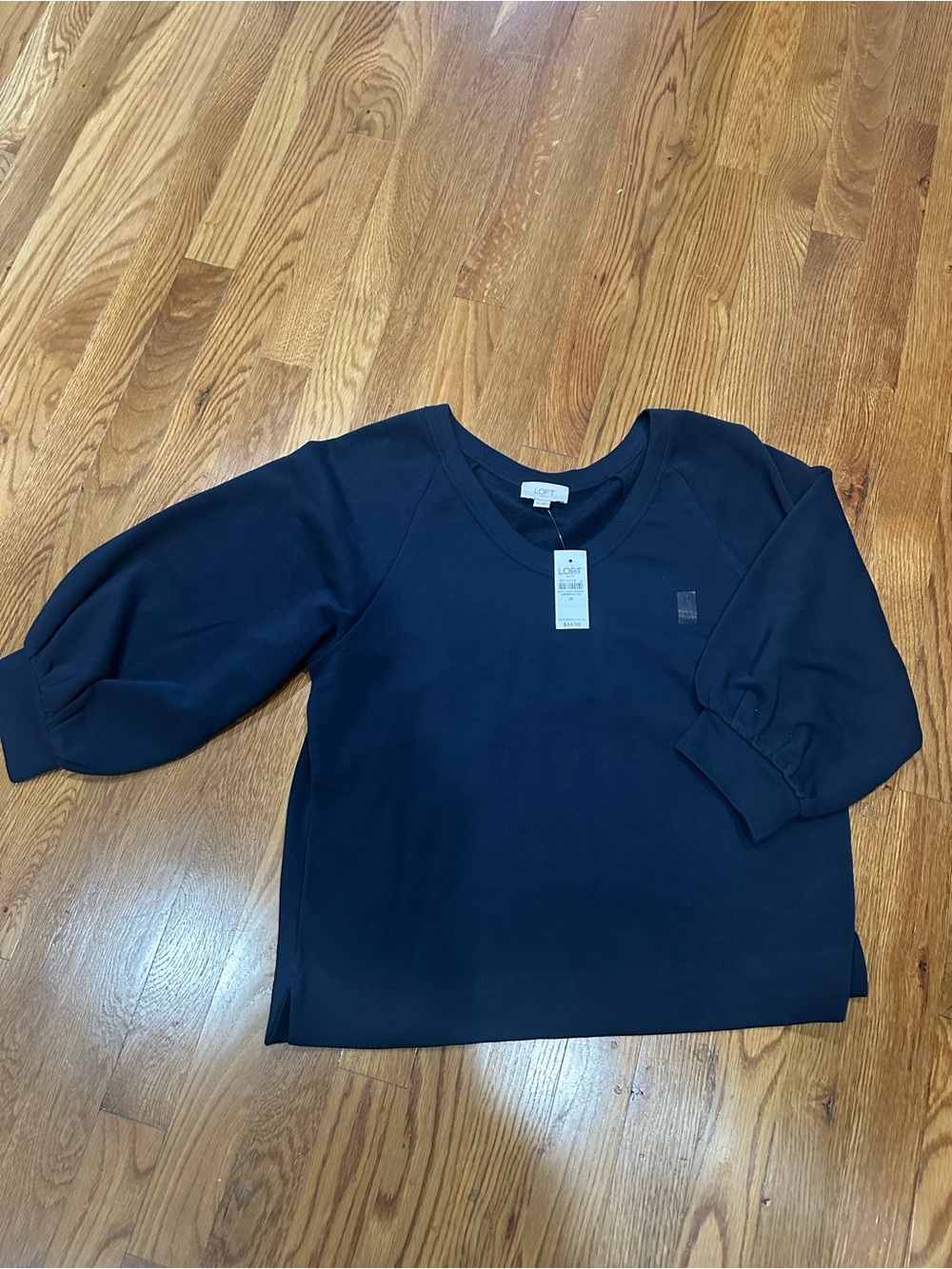 Navy Puff-Sleeve Top 
Loft Outlet medium 
NWT